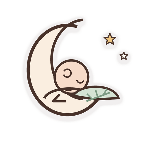 Ícone colorido de bebé a dormir numa lua para seleção cuidada